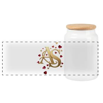 Goldenes AS Monogramm mit Rosen - Panorama Keksdose mit Holzdeckel - Weiß - Vorne