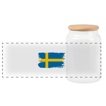 Tee à brosse drapeau de la Suède - Boîte à biscuits avec couvercle en bois - blanc - Devant