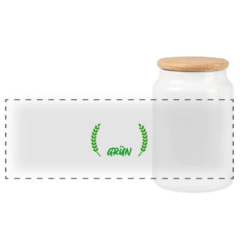 Koeln_bleibt_gruen_ _kranz_gruen_ - Panoramic Cookie Jar with Wooden Lid - white - Front