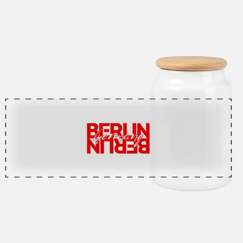 Berlin lettering overlay - Panoramic Cookie Jar with Wooden Lid - white
