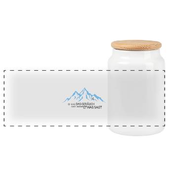 Mountain silence love of noise - Panoramic Cookie Jar with Wooden Lid - white - Front