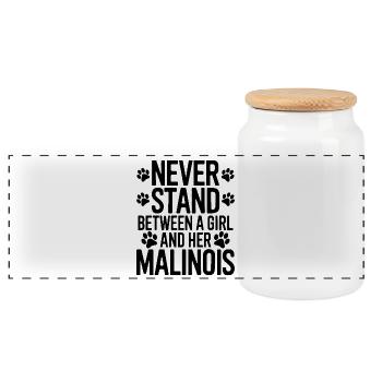 Belgian Shepherd Saying Malinois Gift - Panoramic Cookie Jar with Wooden Lid - white - Front