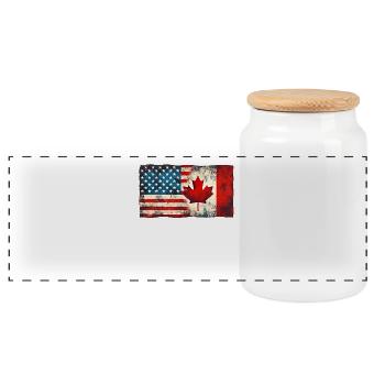 États-Unis, Canada, Amitié, Drapeau, Amérique du Nord - Boîte à biscuits avec couvercle en bois - blanc - Devant