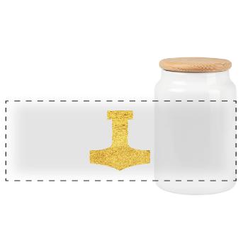 Mjölnir Schutzsymbol Mjölnir Thors Hammer - Panorama Keksdose mit Holzdeckel - Weiß - Vorne
