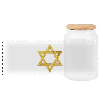 Star of David Faith Symbol of Protection - Panoramic Cookie Jar with Wooden Lid - white - Front
