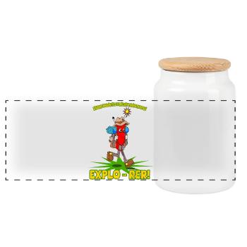 Explo-rer Funny Adventures Randonneur et Excursion - Boîte à biscuits avec couvercle en bois - blanc - Devant