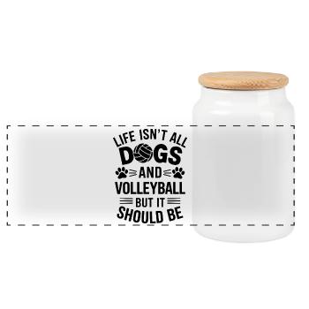 Volleyball Spruch Hunde Lustig Volleyball Geschenk - Panorama Keksdose mit Holzdeckel - Weiß - Vorne