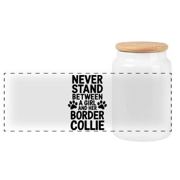 Border Collie Saying Funny Border Collie Gift - Panoramic Cookie Jar with Wooden Lid - white - Front