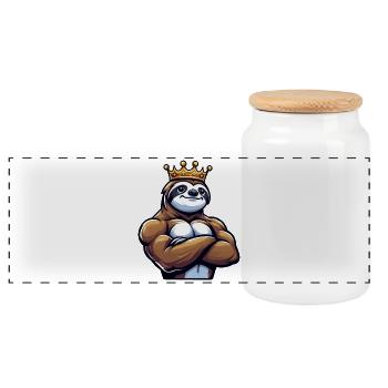 Sloth King Entraînement Entraînement Fitness - Boîte à biscuits avec couvercle en bois - blanc - Devant