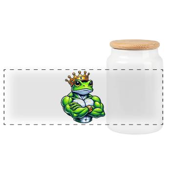 Muscular Frog Prince Entraînement de remise en forme - Boîte à biscuits avec couvercle en bois - blanc - Devant
