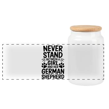 Berger allemand disant berger allemand cadeau - Boîte à biscuits avec couvercle en bois - blanc - Devant