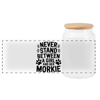 Morkie Dire Chien Fille Drôle Morkie Cadeau - Boîte à biscuits avec couvercle en bois - blanc - Devant