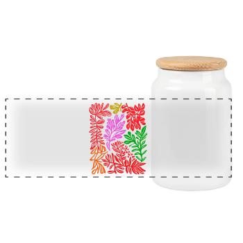 Matisse Jungle : Paradis des feuilles rétro - Boîte à biscuits avec couvercle en bois - blanc - Devant