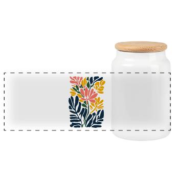 Art floral rétro : inspiré de Matisse - Boîte à biscuits avec couvercle en bois - blanc - Devant