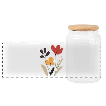 Art abstrait des fleurs de fleurs : coloré et estival - Boîte à biscuits avec couvercle en bois - blanc - Devant