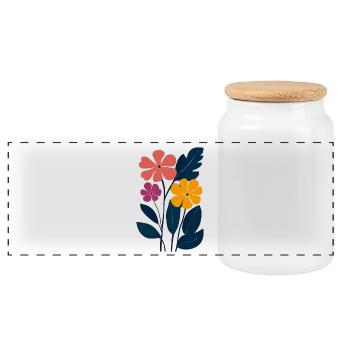 Fleurs abstraites : jeux de couleurs dans le jardin - Boîte à biscuits avec couvercle en bois - blanc - Devant
