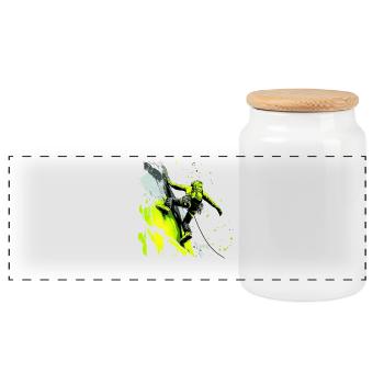 Climbing in the Alps: At the limit of rock climbing - Panoramic Cookie Jar with Wooden Lid - white - Front