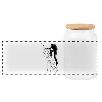 Climbing at the limit: Rock climbing in the Alps - Panoramic Cookie Jar with Wooden Lid - white - Front