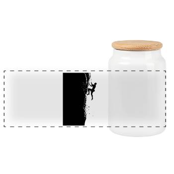 Climbing in the Alps: At the limit of rock climbing - Panoramic Cookie Jar with Wooden Lid - white - Front