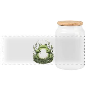 Grenouille défoncée dans l’herbe - Weed Frog Design - Boîte à biscuits avec couvercle en bois - blanc - Devant