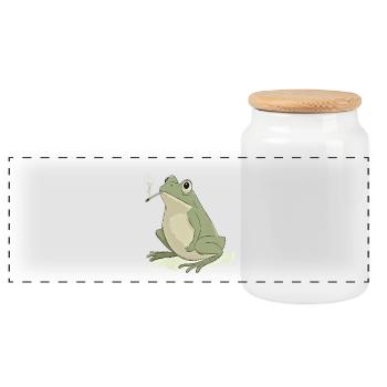Grenouille avec cigarette dans la bouche - Weed Frog Design - Boîte à biscuits avec couvercle en bois - blanc - Devant