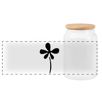 Matisse inspiriert: Abstraktes Blumenmotiv Schwarz - Panorama Keksdose mit Holzdeckel - Weiß - Vorne