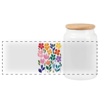 Matisse inspire : motif floral à l’aquarelle - Boîte à biscuits avec couvercle en bois - blanc - Devant