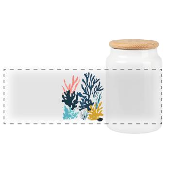 Matisse inspiriert: Abstraktes Korallenriff Bunt - Panorama Keksdose mit Holzdeckel - Weiß - Vorne