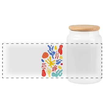 Matisse Inspires: Abstract Floral Pattern Colorful - Panoramic Cookie Jar with Wooden Lid - white - Front