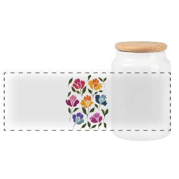Matisse inspiriert: Blumen Aquarellmuster in Bunt - Panorama Keksdose mit Holzdeckel - Weiß - Vorne