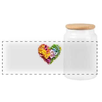 Blossom Heart in Rainbow Colours - Floral Splendour - Panoramic Cookie Jar with Wooden Lid - white - Front