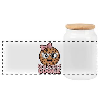 Cookies Disant Biscuits au Chocolat Cadeau de Cookie Drôle - Boîte à biscuits avec couvercle en bois - blanc - Devant