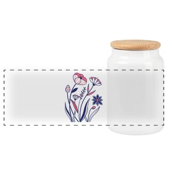 Blumen - Frühling - Sommer - Blüten - Panorama Keksdose mit Holzdeckel - Weiß - Vorne
