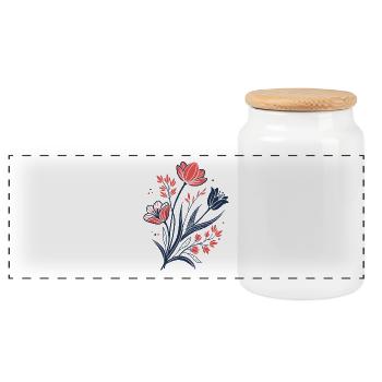 Blumen - Frühling - Sommer - Blüten - Panorama Keksdose mit Holzdeckel - Weiß - Vorne