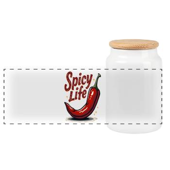 Spicy Life – Chili Vibes pour tous les jours - Boîte à biscuits avec couvercle en bois - blanc - Devant