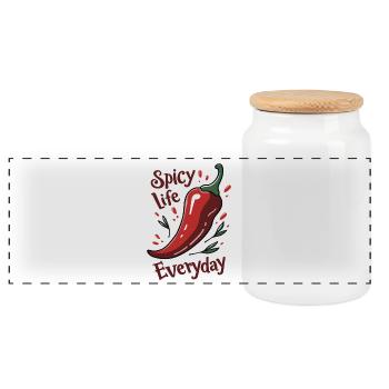 Spicy Life – Chili Vibes pour tous les jours - Boîte à biscuits avec couvercle en bois - blanc - Devant