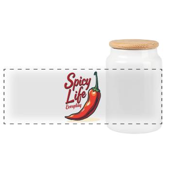Spicy Life – Chili Vibes pour tous les jours - Boîte à biscuits avec couvercle en bois - blanc - Devant