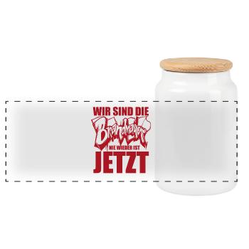 Wir sind die Brandmauer. Nie wieder ist jetzt - Panorama Keksdose mit Holzdeckel - Weiß - Vorne