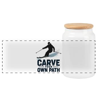 Tracez votre propre chemin Skieurs Ski - Boîte à biscuits avec couvercle en bois - blanc - Devant
