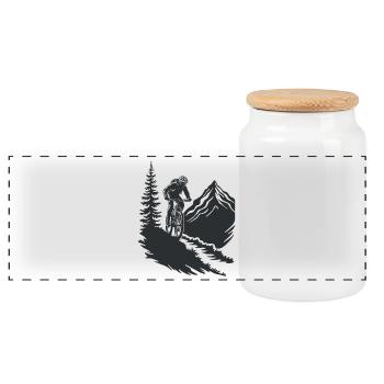 Mountain bike adventure in nature - Panoramic Cookie Jar with Wooden Lid - white - Front