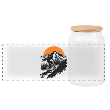 Aventure en VTT dans la nature - Boîte à biscuits avec couvercle en bois - blanc - Devant