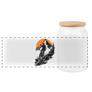 Mountain bike adventure in nature - Panoramic Cookie Jar with Wooden Lid - white - Front