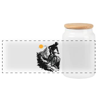 Mountain bike adventure in nature - Panoramic Cookie Jar with Wooden Lid - white - Front