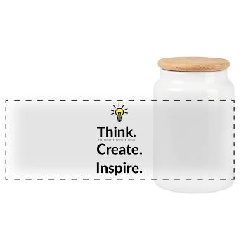 Think Create Inspire Glühbirne - Panorama Keksdose mit Holzdeckel - Weiß - Vorne