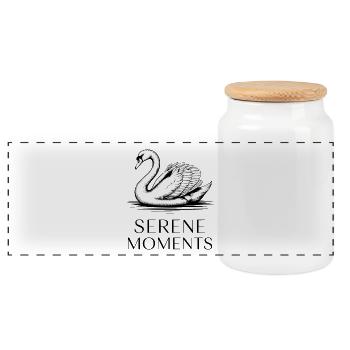 Serene Moments Schwan Eleganz - Panorama Keksdose mit Holzdeckel - Weiß - Vorne