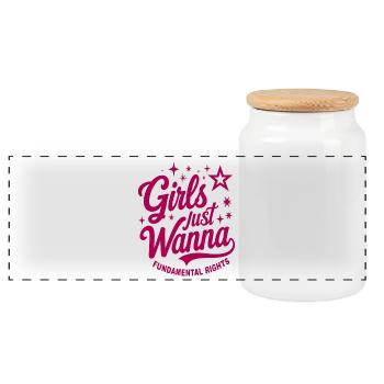Girls Just Wanna Fundamental Rights - Panorama Keksdose mit Holzdeckel - Weiß - Vorne
