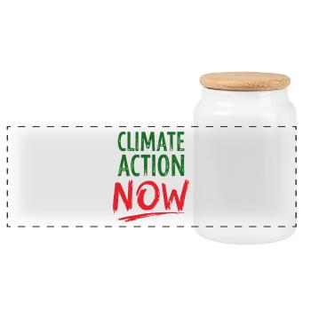 Climate Action Now Environment Nature Conservation Environmental Protection - Panoramic Cookie Jar with Wooden Lid - white - Front