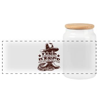 Line dance - Linedancing Country Fan - Gift - Panoramic Cookie Jar with Wooden Lid - white - Front