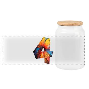 NUMBER 4 YEARS 4TH BIRTHDAY - Panoramic Cookie Jar with Wooden Lid - white - Front