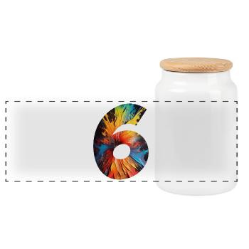 NUMBER 6 YEARS 6TH BIRTHDAY - Panoramic Cookie Jar with Wooden Lid - white - Front